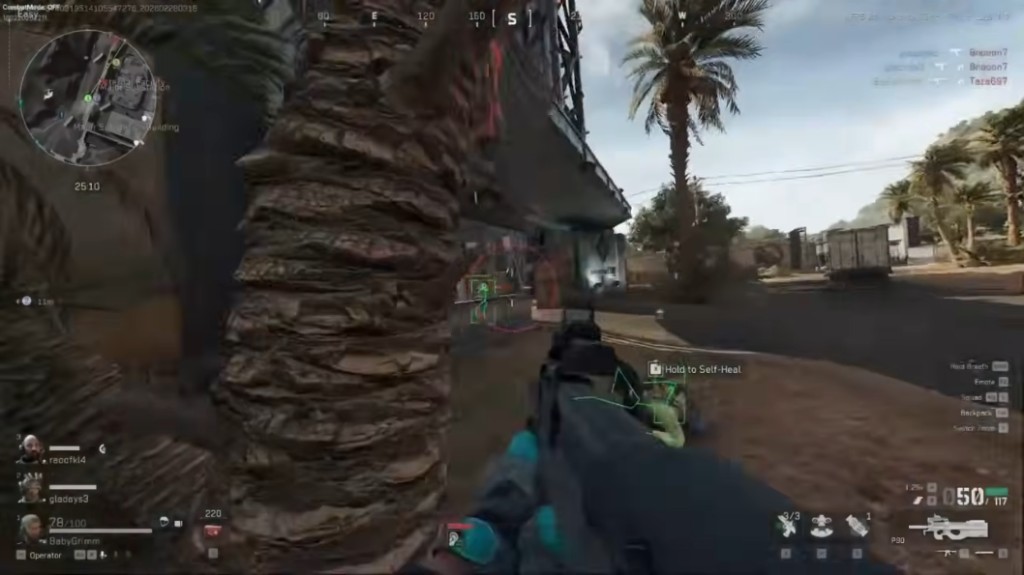 Delta Force game ESP skeleton overlay tracking enemies in Warfare mode